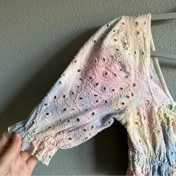 Urban Outfitters Tie Dye Puff Sleeve Crop Top XS - Picture 5 of 12